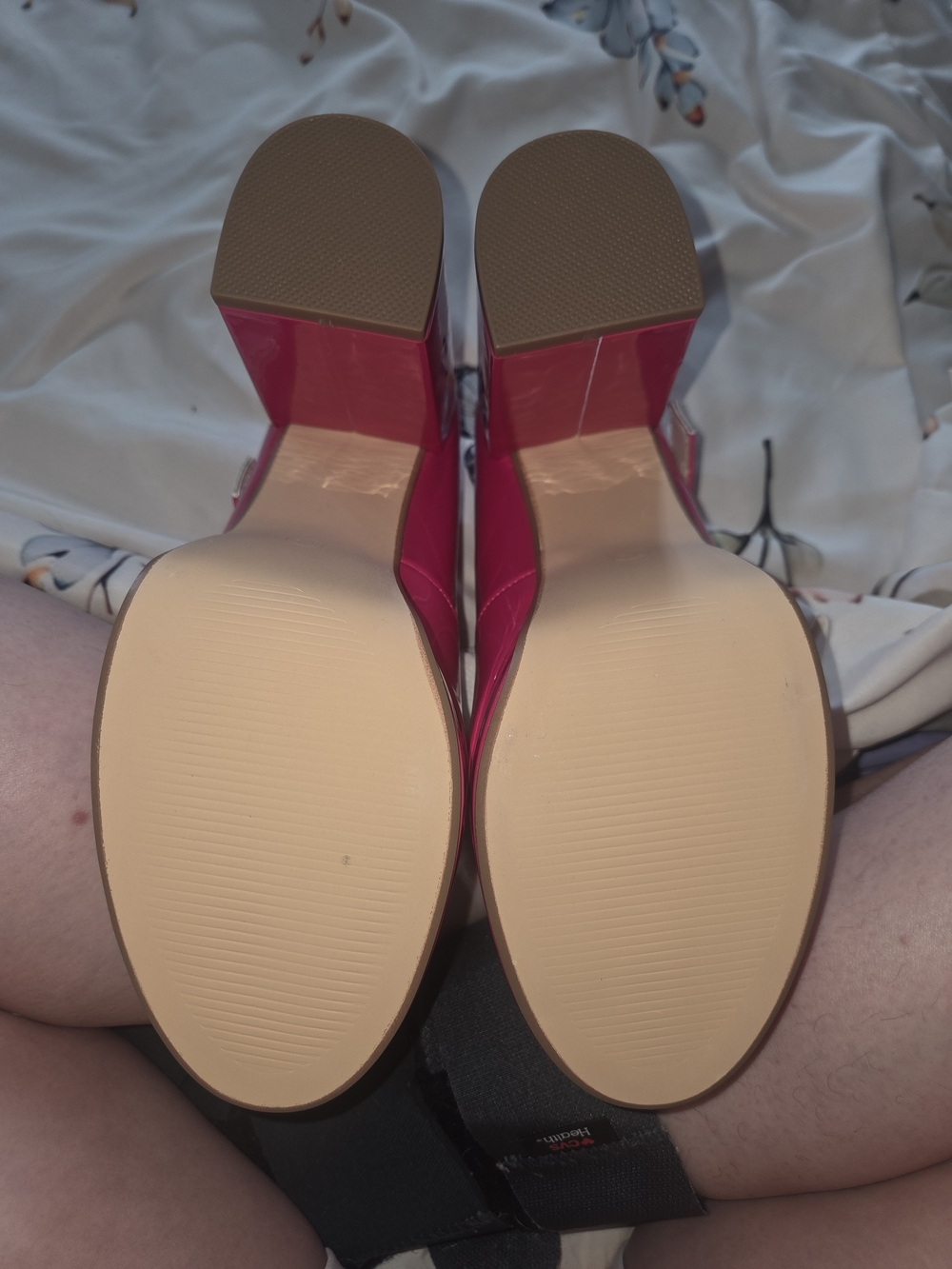 Coutgo Classic Mary Jane Patent Flats in Hot Pink Size 7 1/2 With 4 Inch Heels - Picture 6 of 9
